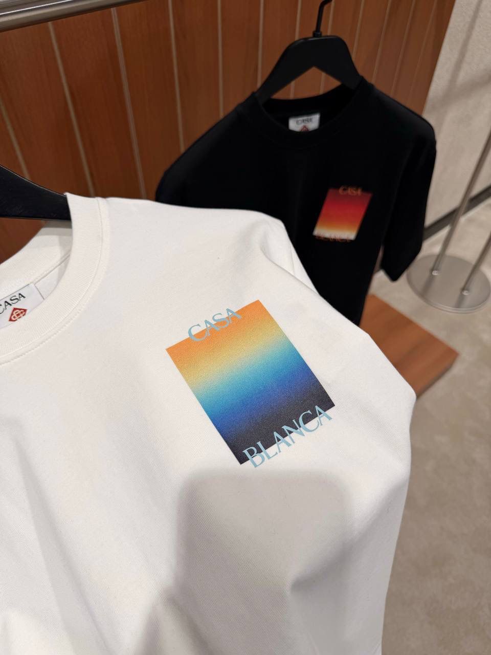 Black Casablanca Gradient Square stacked logo cotton tee - Image 4