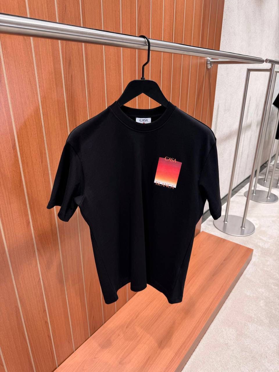 Black Casablanca Gradient Square stacked logo cotton tee - Image 3