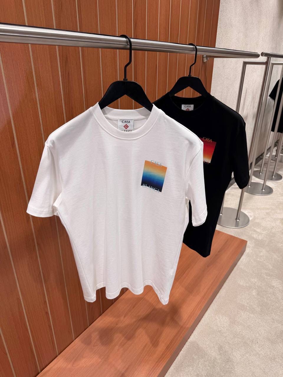 Black Casablanca Gradient Square stacked logo cotton tee - Image 5