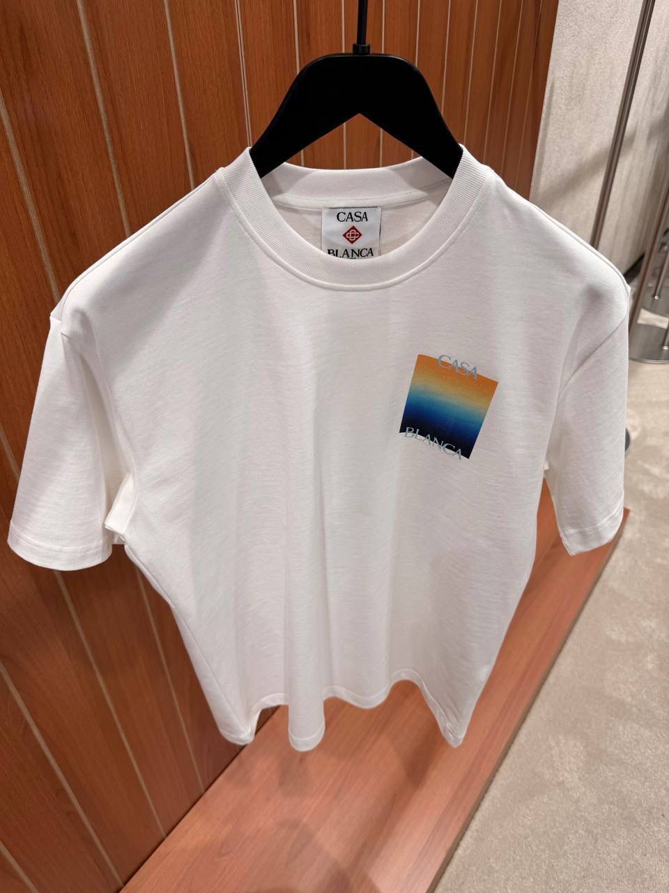 White Casablanca Gradient Square stacked logo cotton tee - Image 5