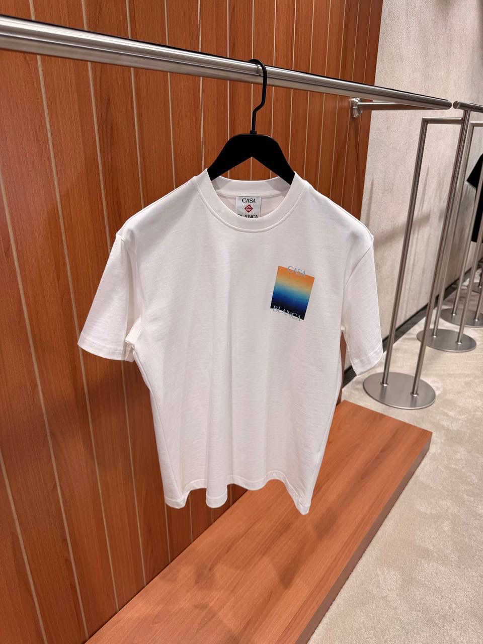 White Casablanca Gradient Square stacked logo cotton tee - Image 2