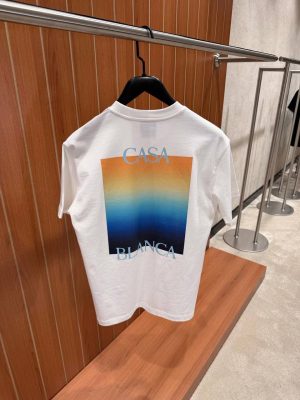 White Casablanca Gradient Square stacked logo cotton tee