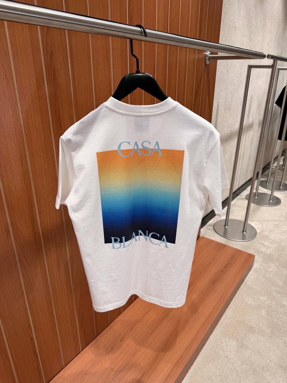 White Casablanca Gradient Square stacked logo cotton tee
