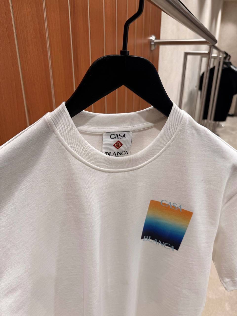 White Casablanca Gradient Square stacked logo cotton tee - Image 4