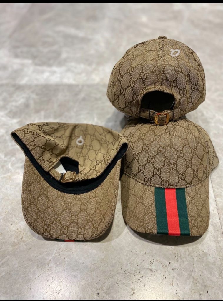 Beige Gucci gg patterned logo Web stripe cap