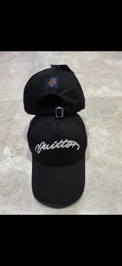 Black LV Signature script embroidery Cap