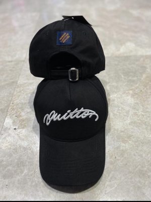 Black LV Signature script embroidery Cap