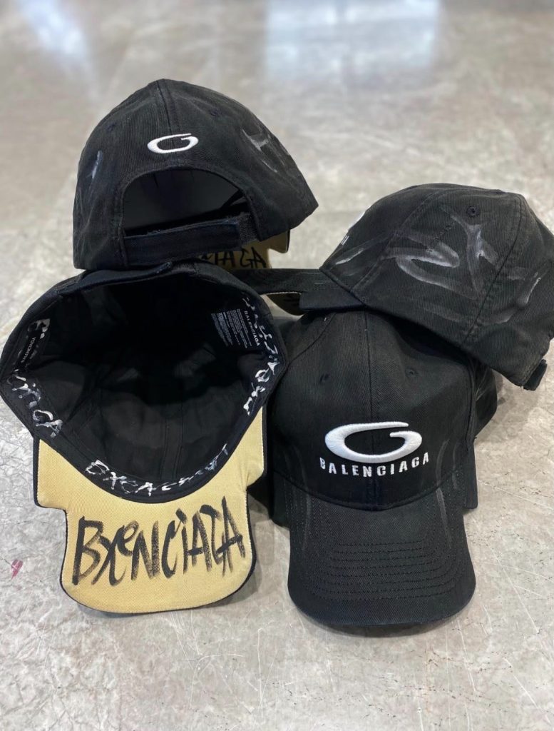 Black Balenciaga Y2K distinctive notched visor cap