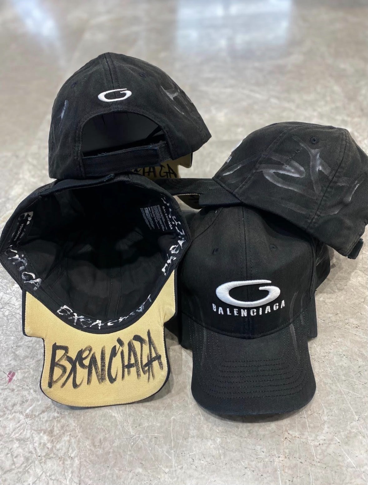 Black Balenciaga Y2K distinctive notched visor cap