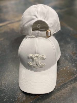 White Celine Women Do Not Delete Logo Cappello baseball hat