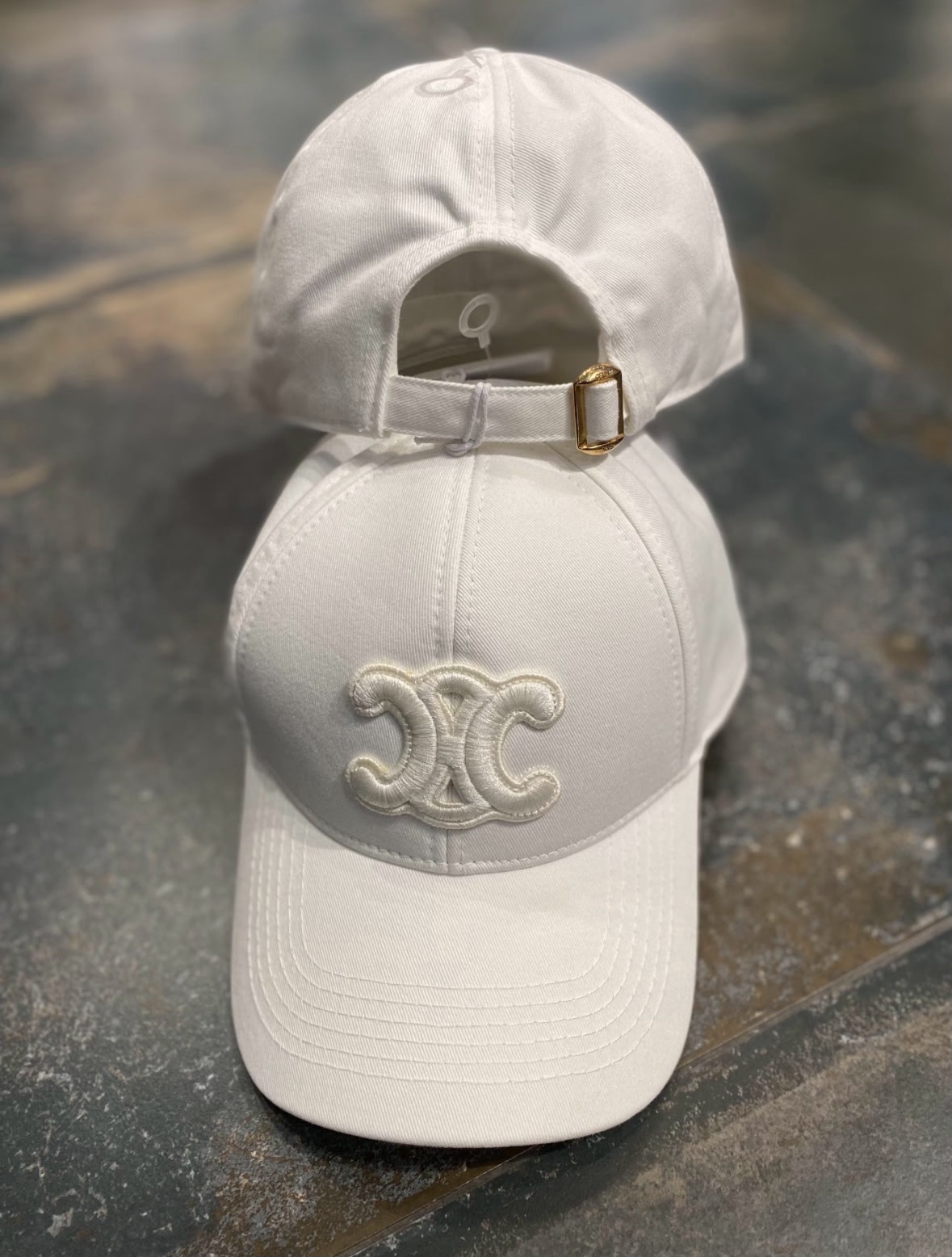White Celine Women Do Not Delete Logo Cappello baseball hat