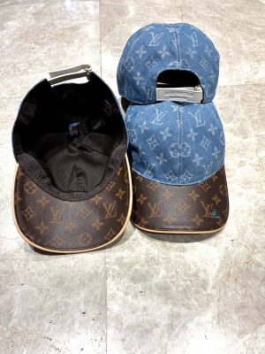 Blue LV denim monogram logo hat