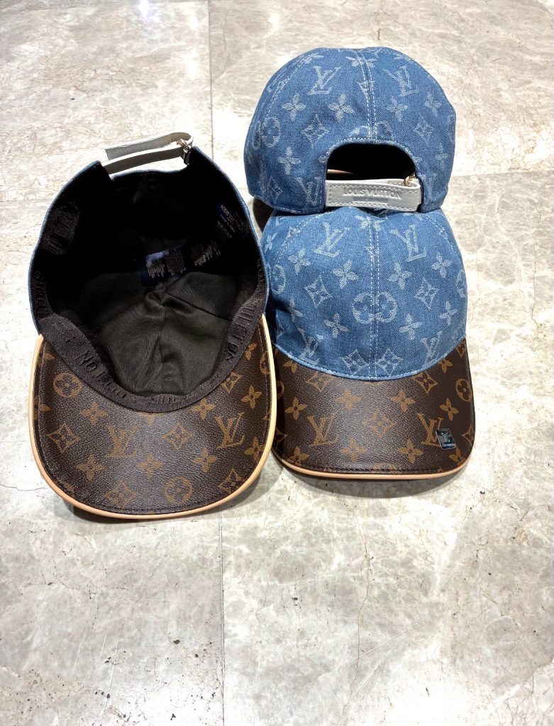 Blue LV denim monogram logo hat