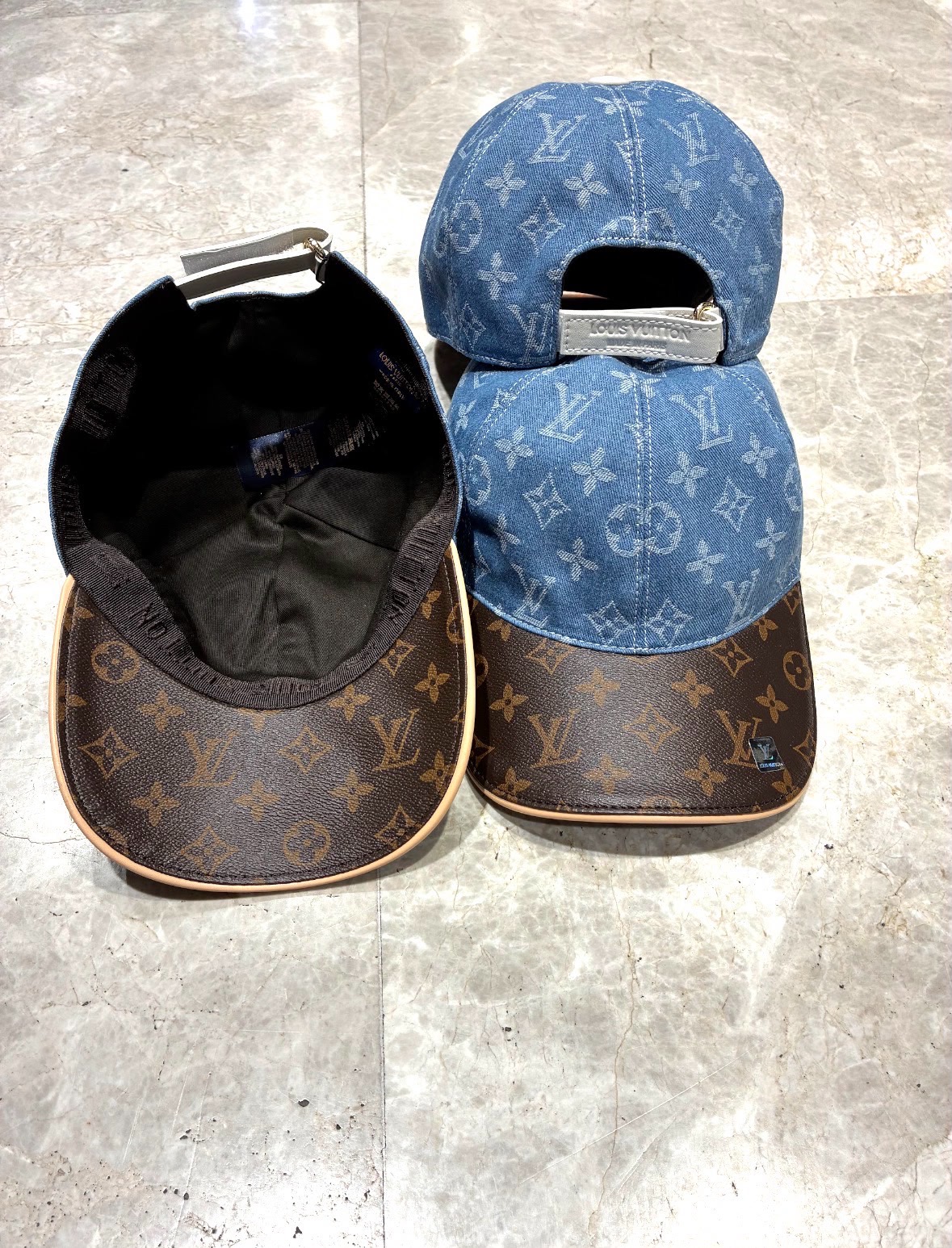 Blue LV denim monogram logo hat