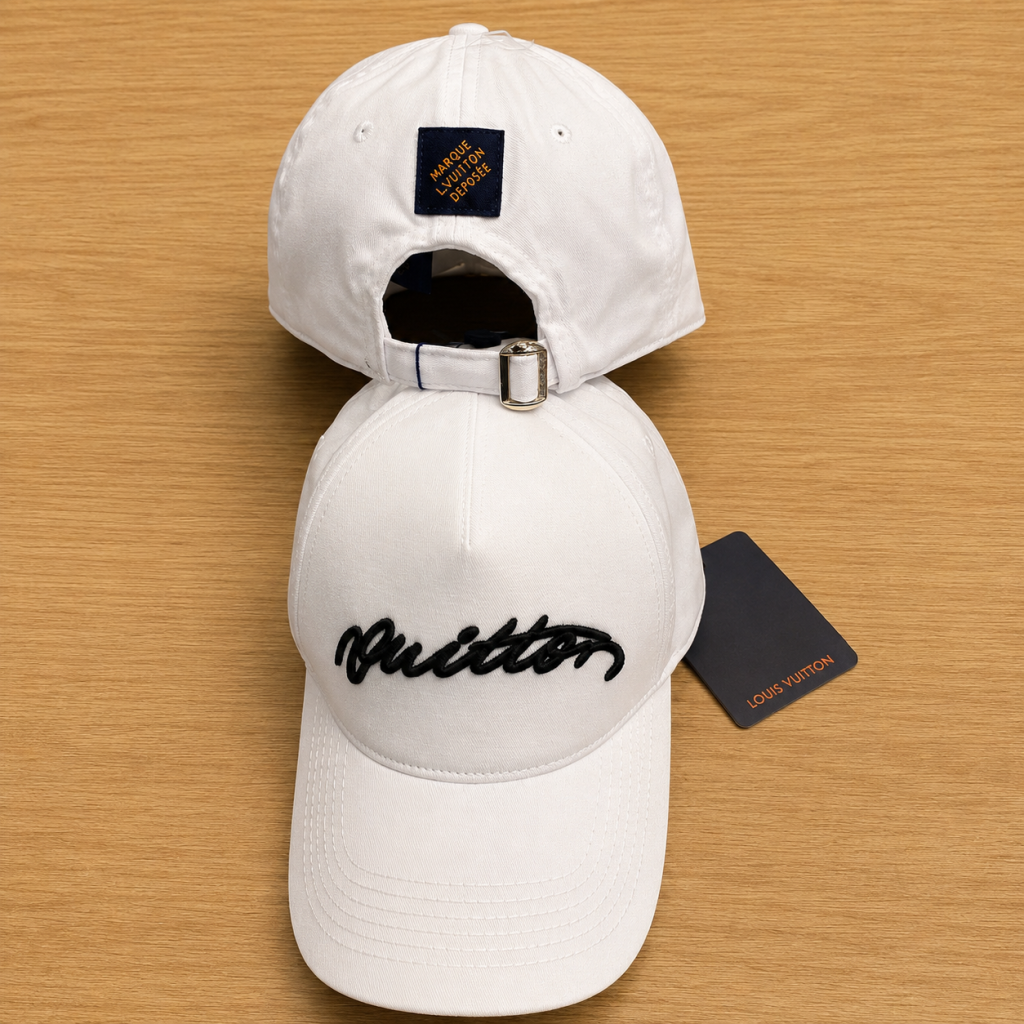 White LV Signature Cap