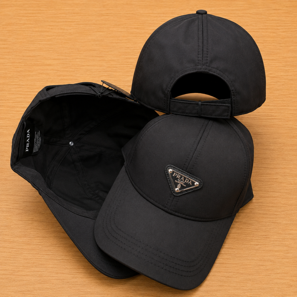 Black Prada classic logo cap