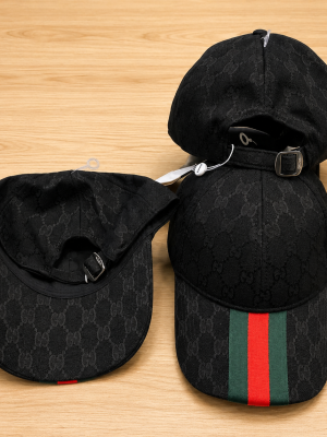 Black Gucci gg patterned logo Web stripe cap