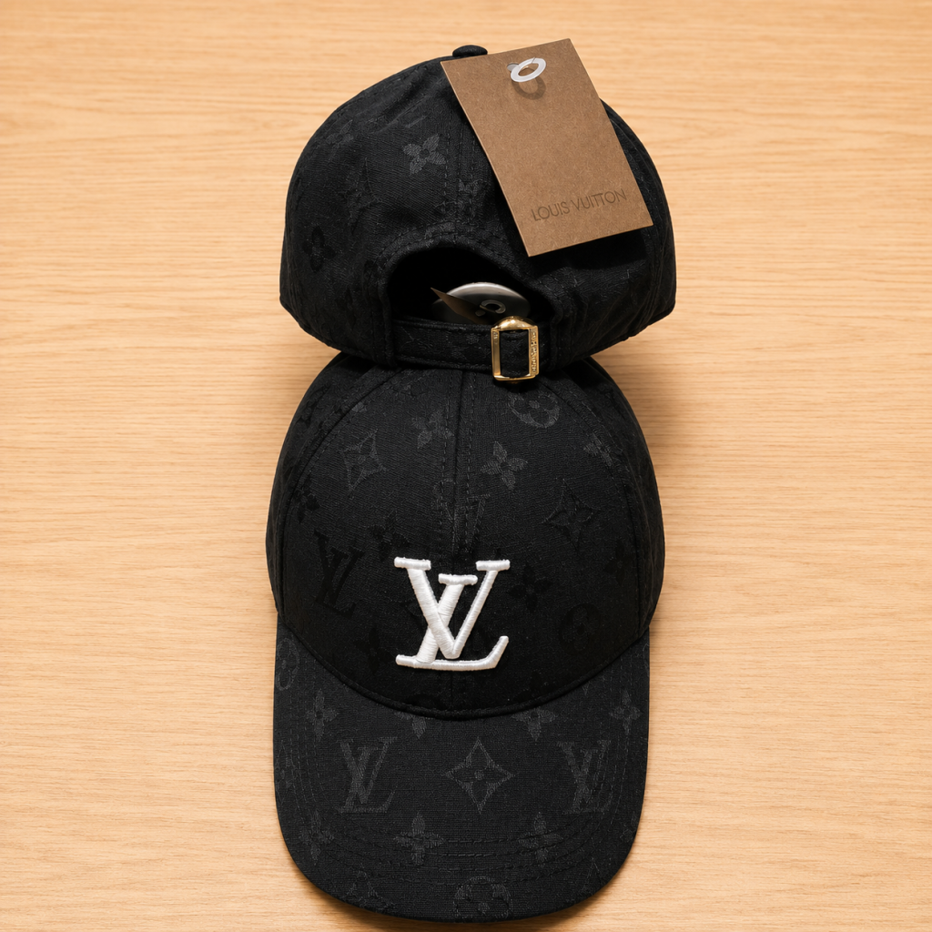 Black LV monogram logo cap