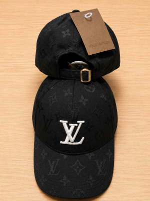 Black LV monogram logo cap