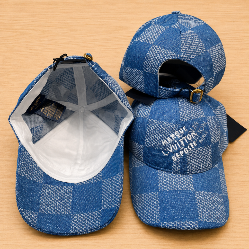 Blue LV Damier Denim 3D Cap