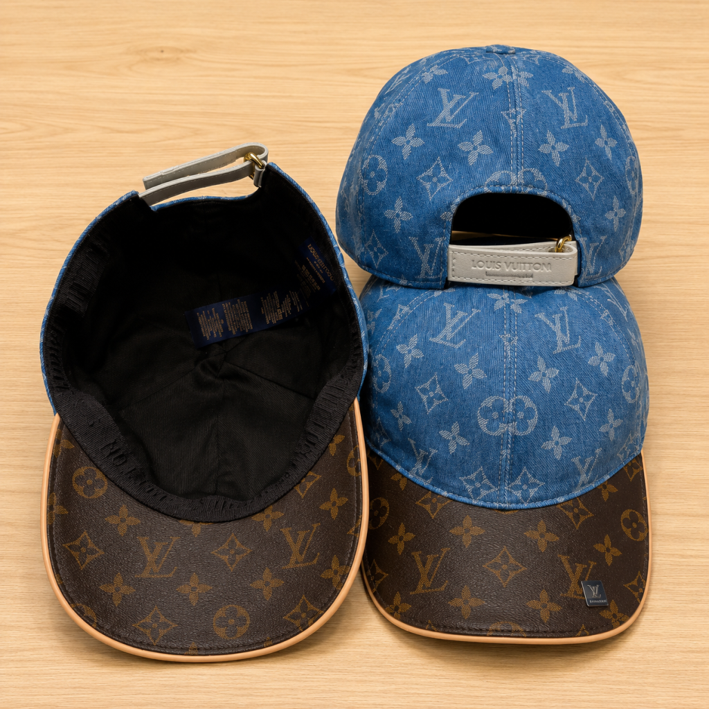 Blue LV denim monogram logo hat