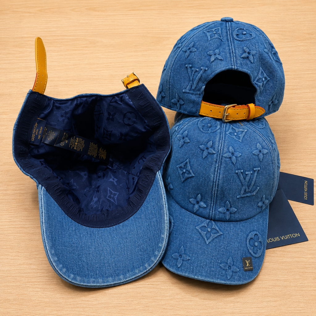 Blue LV jacquard monogram pattern Essential Cap