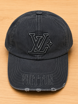 Navy LV Denim Washed Cap