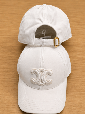 White Celine Women Do Not Delete Logo Cappello baseball hat