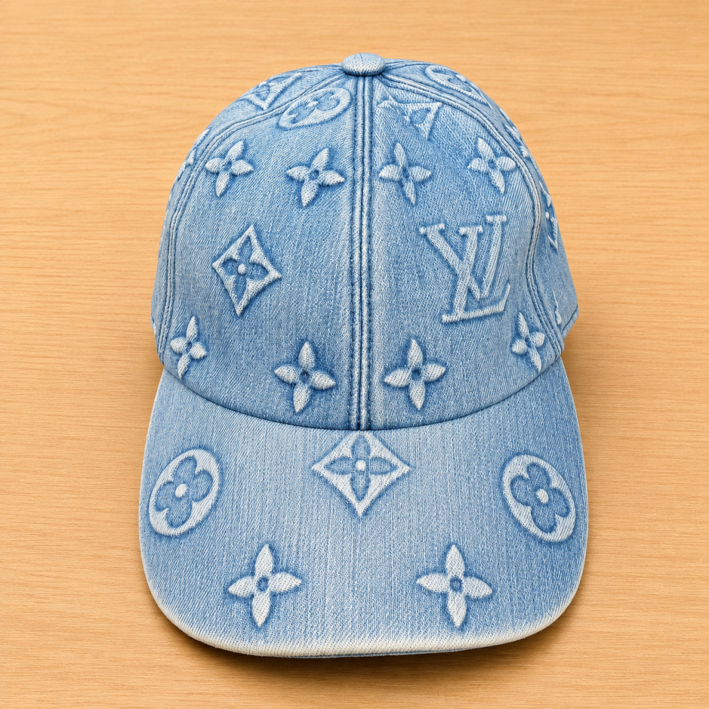 Light Blue LV jacquard monogram pattern Essential Cap