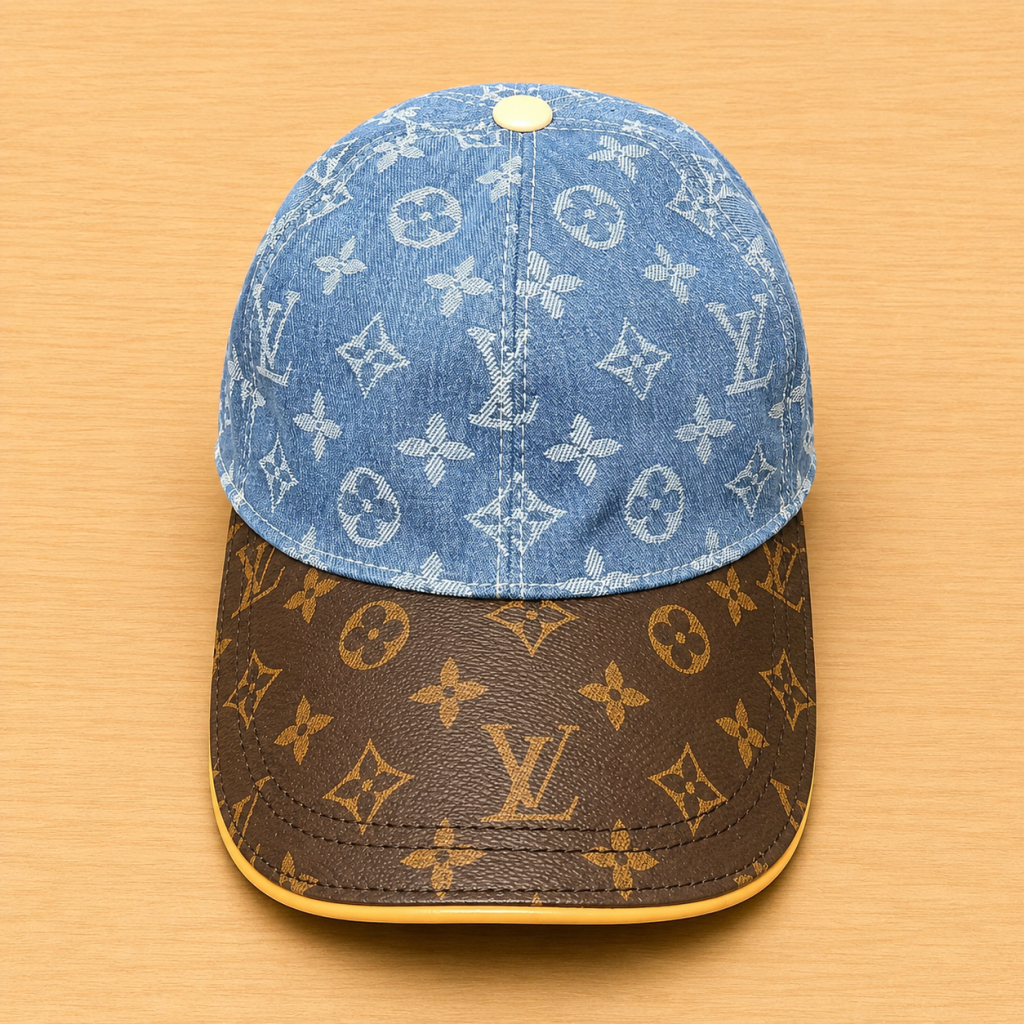 Light Blue LV denim monogram logo hat