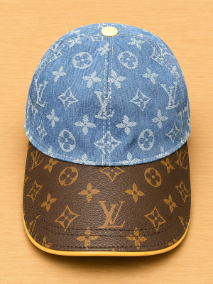 Light Blue LV denim monogram logo hat