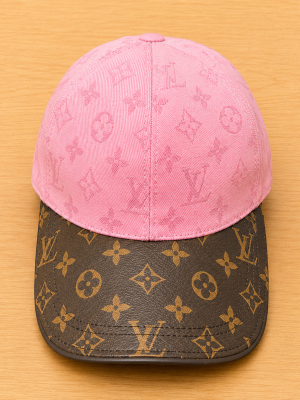 Pink LV denim monogram logo hat