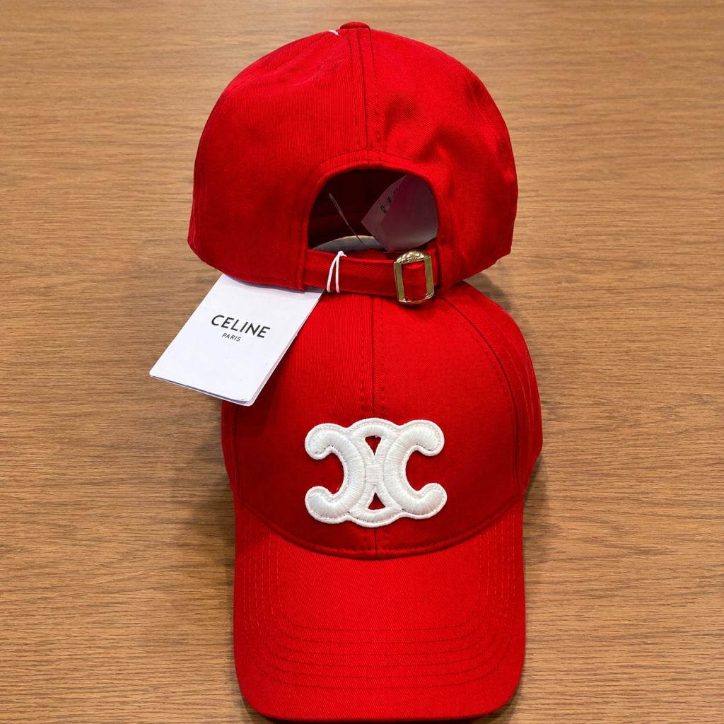 Red Celine Women Do Not Delete Logo Cappello baseball hat