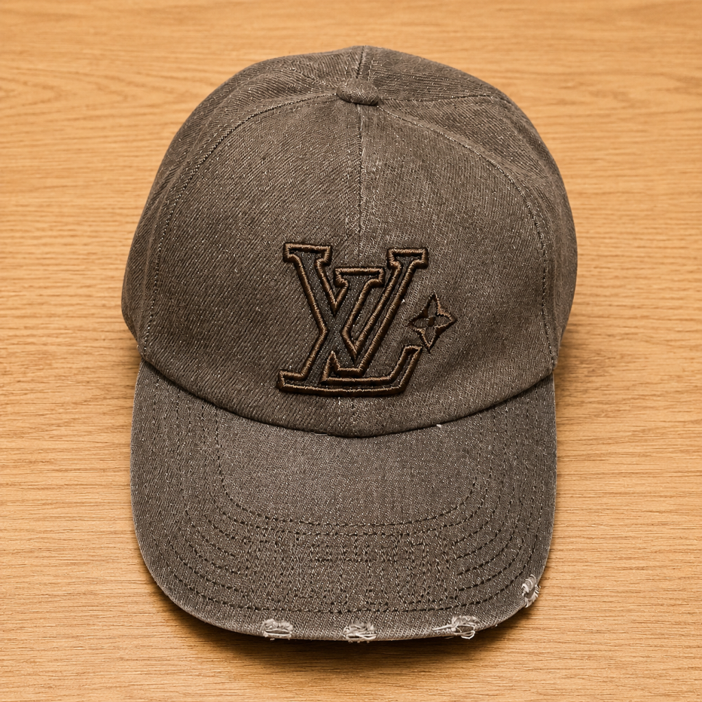 Brown LV Denim Washed Cap