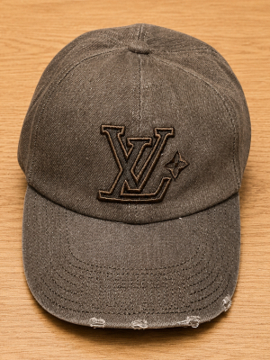 Brown LV Denim Washed Cap