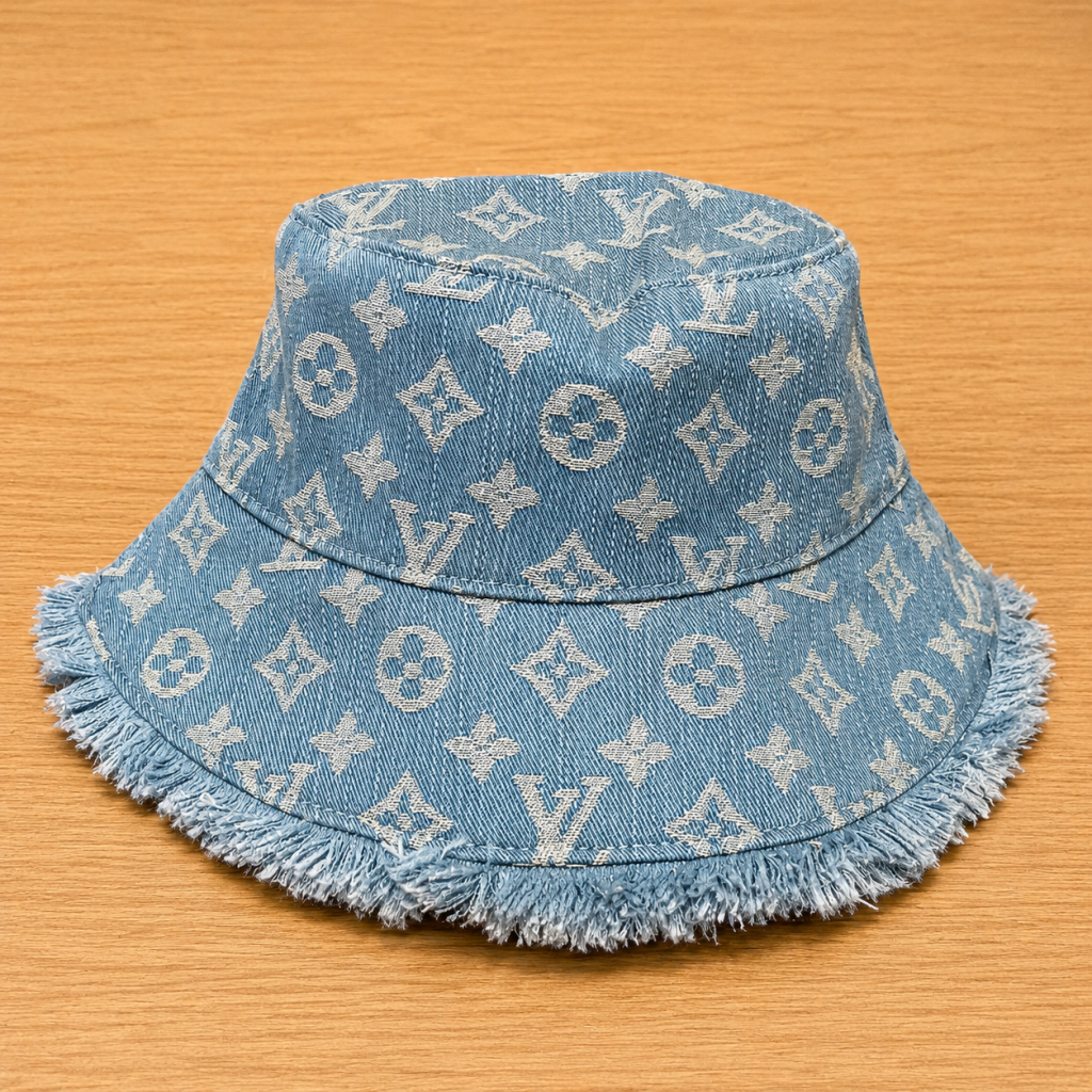 Blue LV Denim fringe bucket Hat