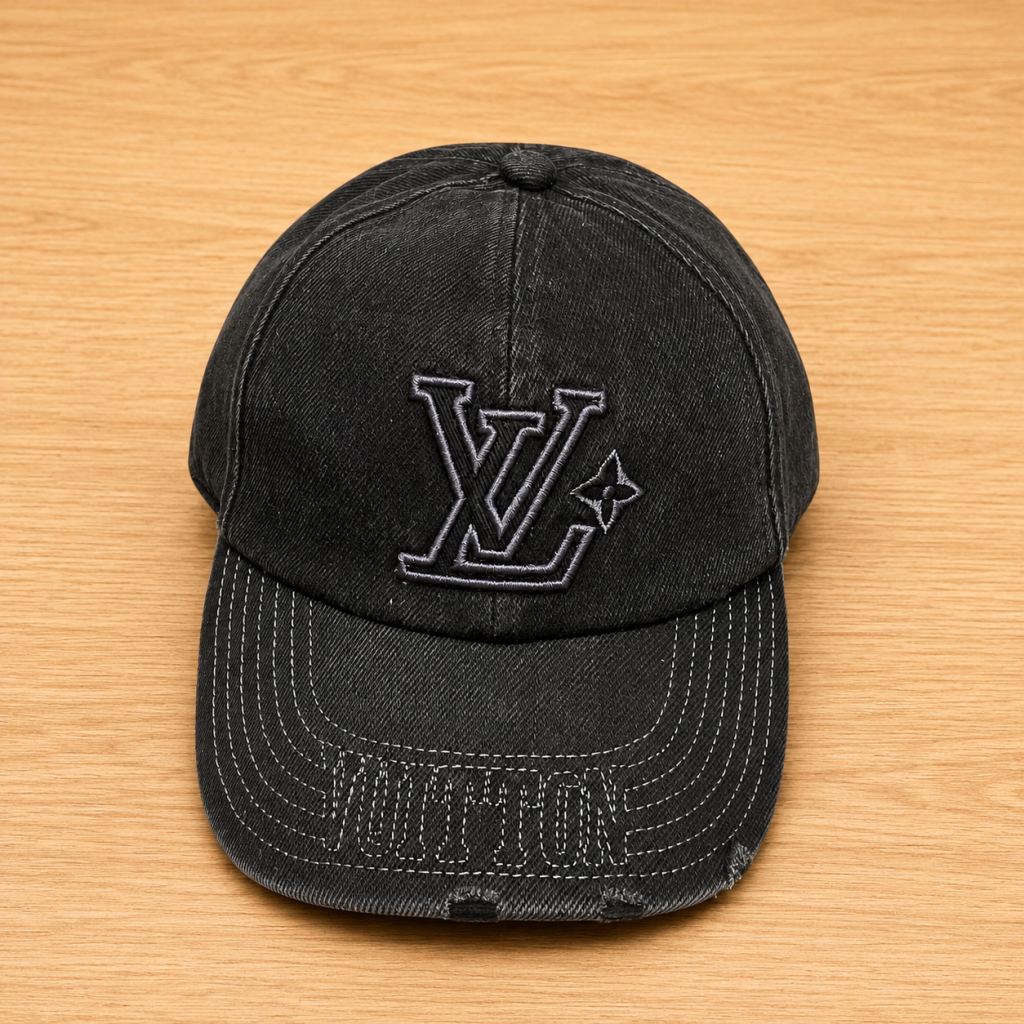 Black LV Denim Washed Cap