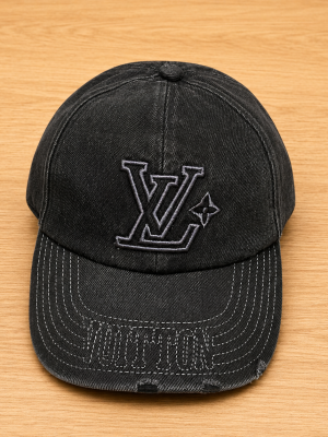 Black LV Denim Washed Cap