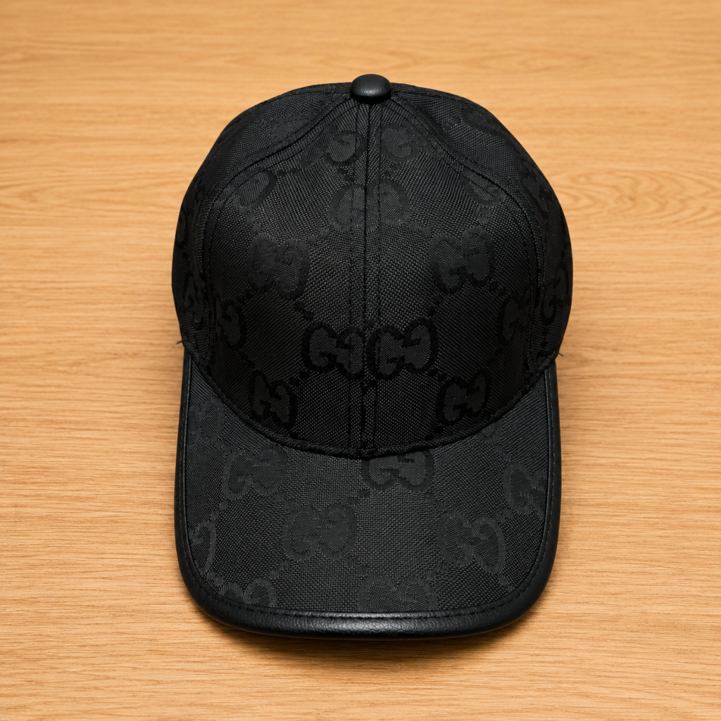 Black Gucci all-over tonal GG monogram pattern cap