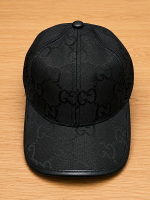 Black Gucci all-over tonal GG monogram pattern cap