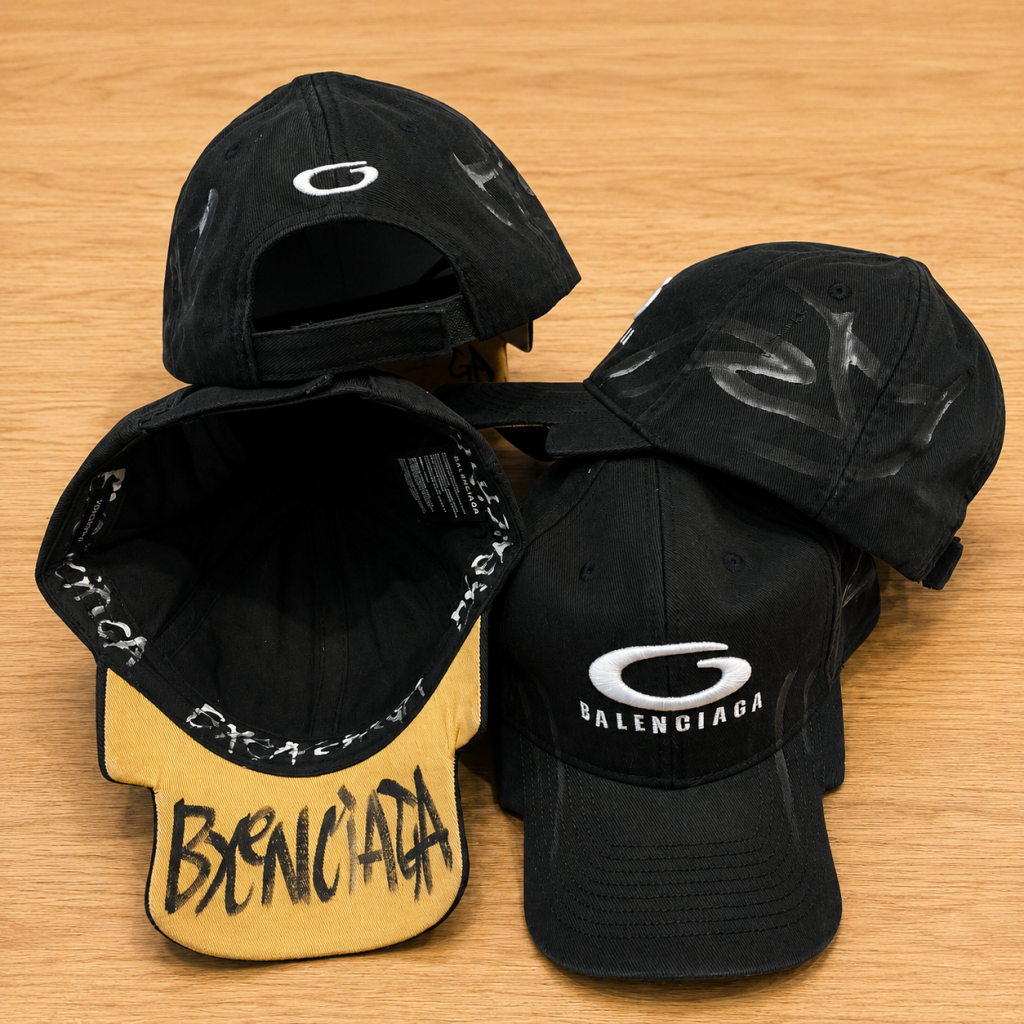 Black Balenciaga Y2K distinctive notched visor cap