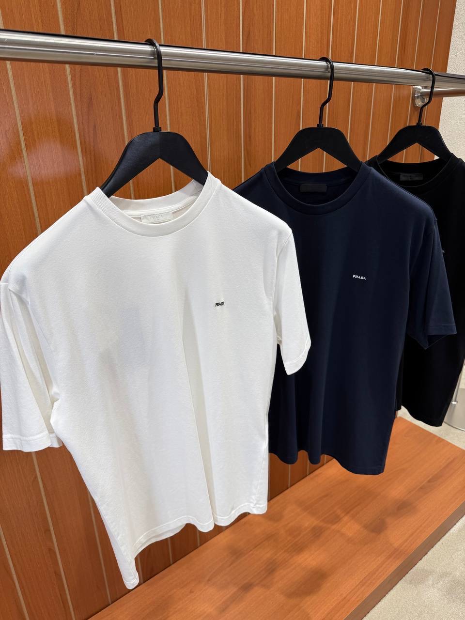 White Prada embroidered lettering logo cotton tee - Image 3
