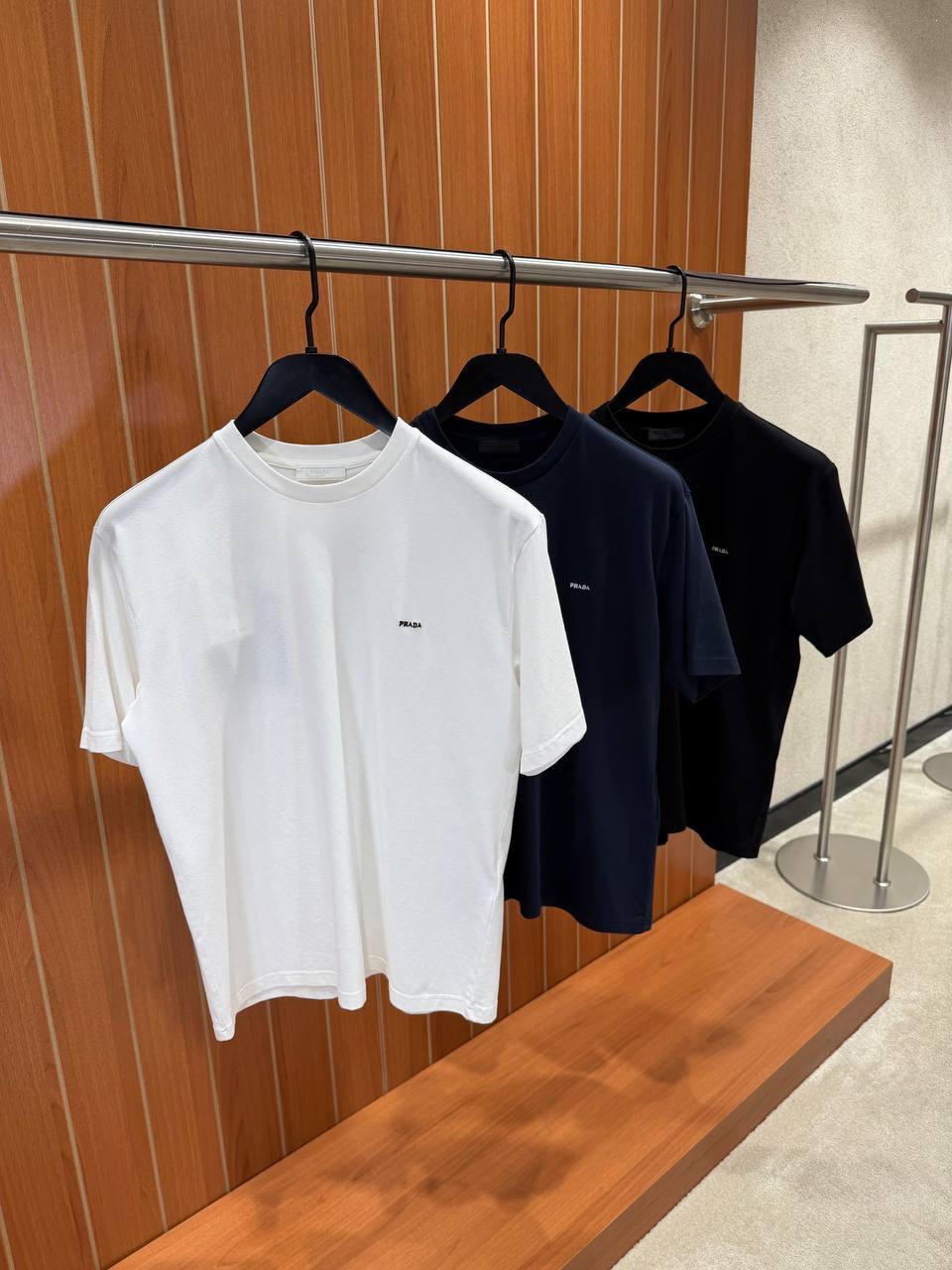 White Prada embroidered lettering logo cotton tee - Image 4