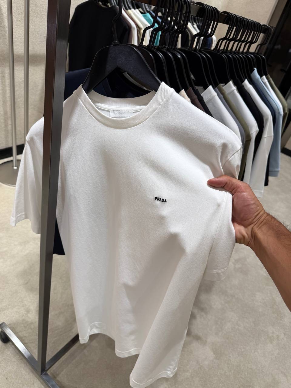 White Prada embroidered lettering logo cotton tee - Image 2