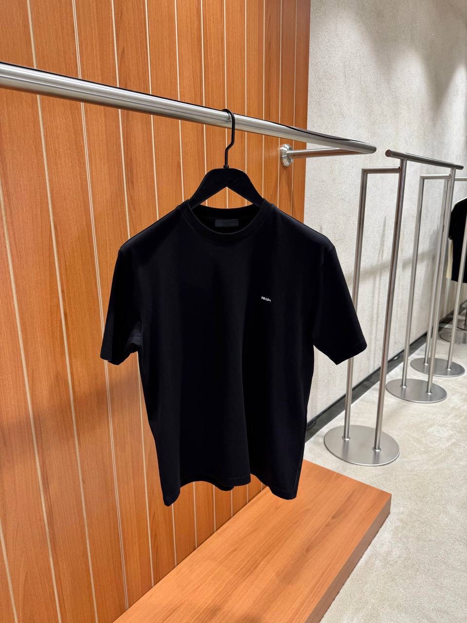 Black Prada embroidered lettering logo cotton tee