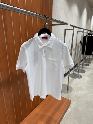 White Gucci embroidered piquet polo cotton tee