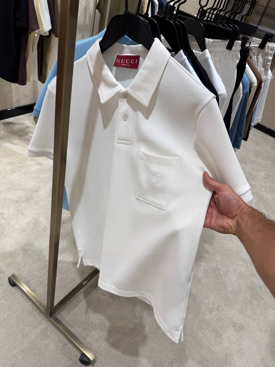 White Gucci embroidered piquet polo cotton tee - Image 2