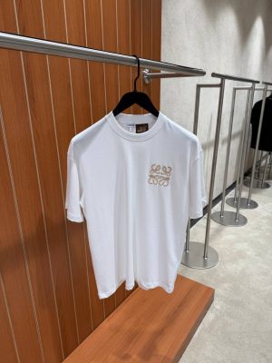 White Loewe anagram logo embroidered cotton tee