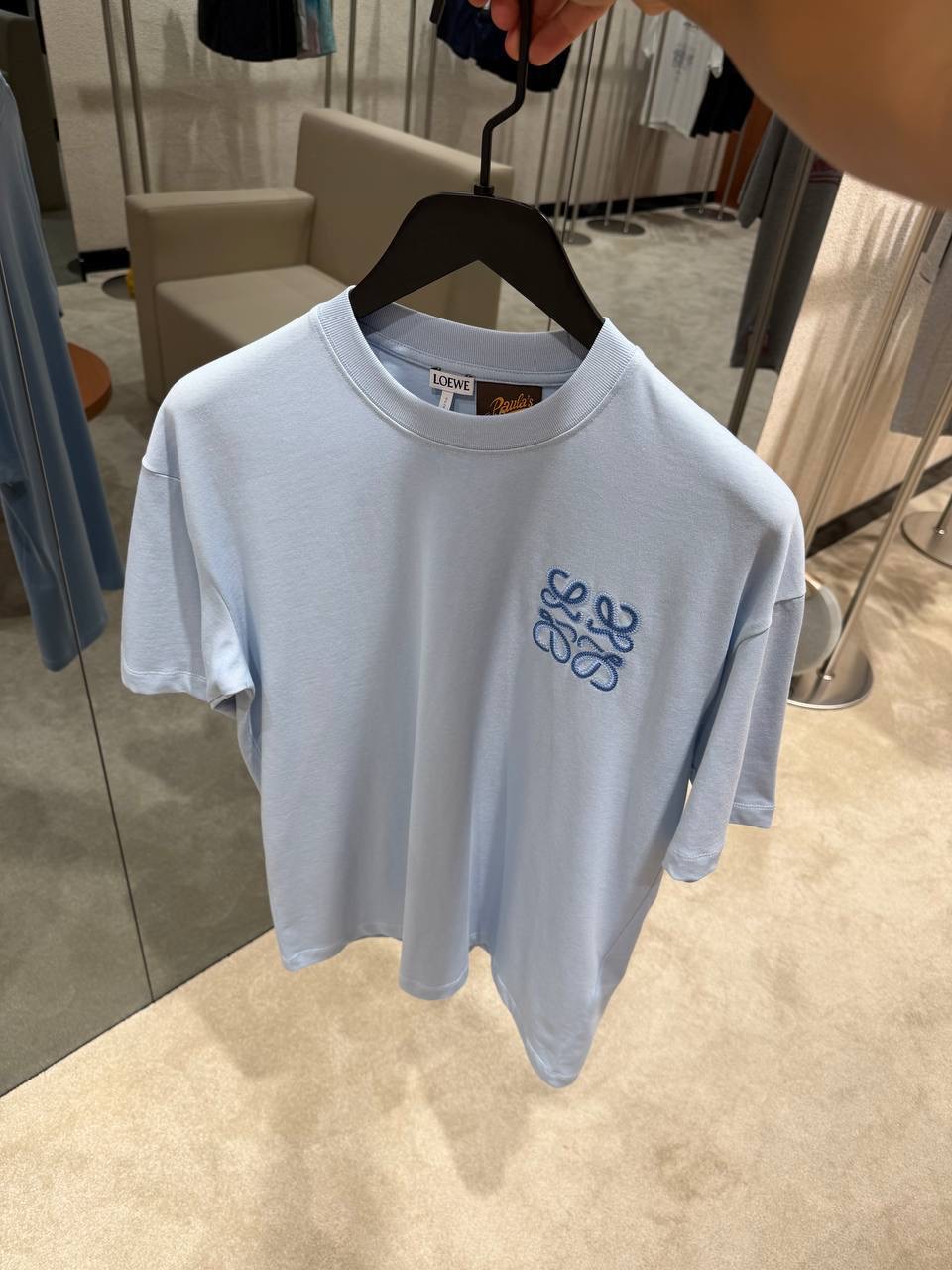Blue Loewe anagram logo embroidered cotton tee - Image 3