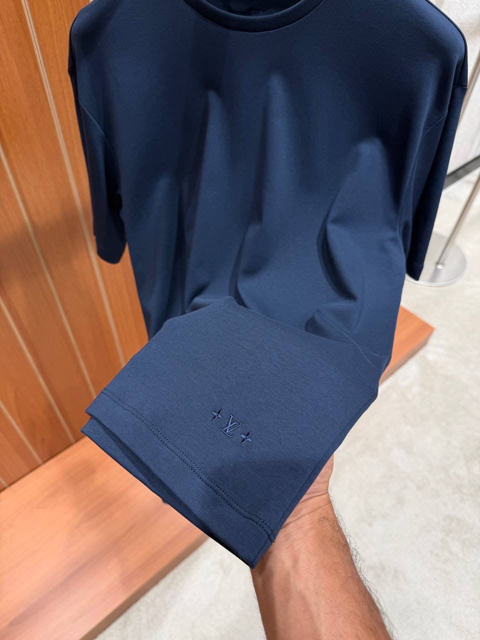 Navy LV Silk Blend cotton tee - Image 2